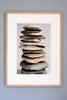 Stacked beach stones.